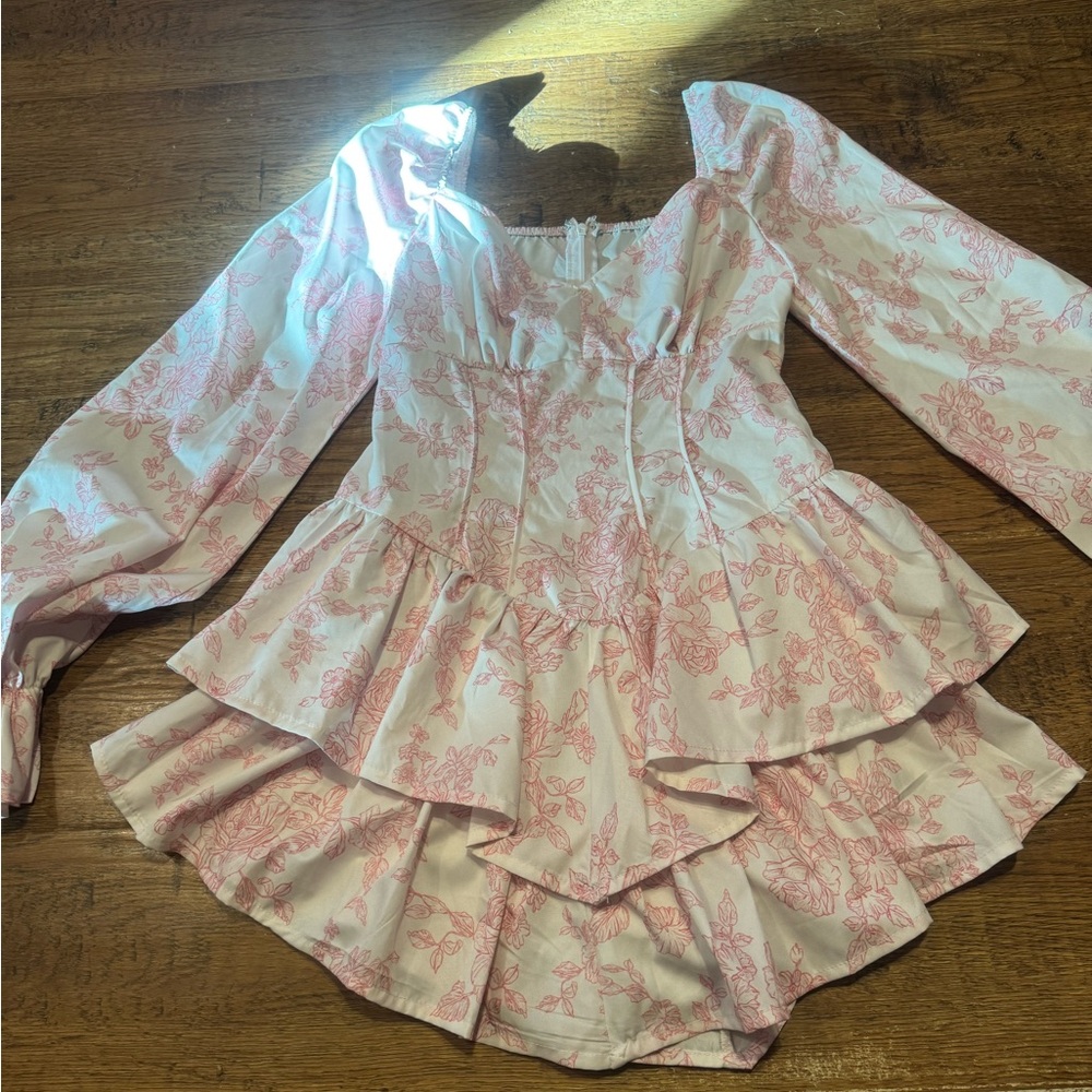 Romper gorgeous pink & white long sleeve S - Picture 4 of 12